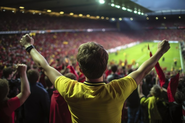 Sportfans jubeln und feiern ein Sieger-Turnier im Stadion Generative KI