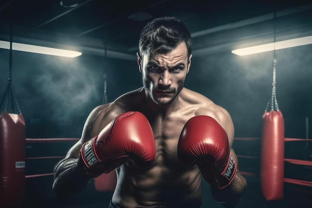 Sportlicher Mann Muskelkämpfer Boxen Ausübung männlicher Boxer Kraft Erwachsener Sport