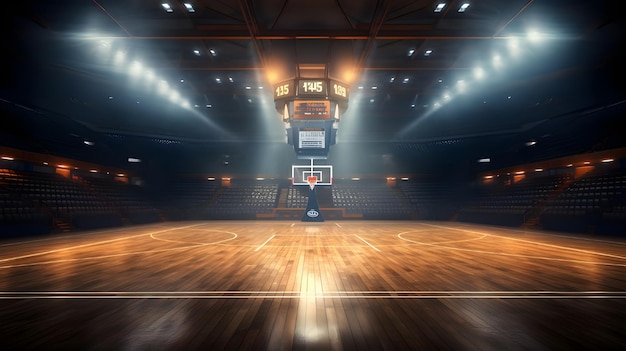 Sportstadion mit Innenbasketballplatz Generative KI