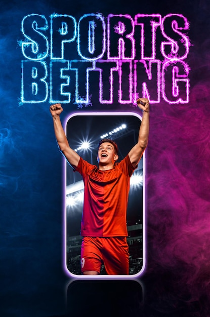 Sportwettenkonzept Design für einen Buchmacher Laden Sie ein vertikales Banner für eine Sportwebsite oder eine mobile Anwendung herunter
