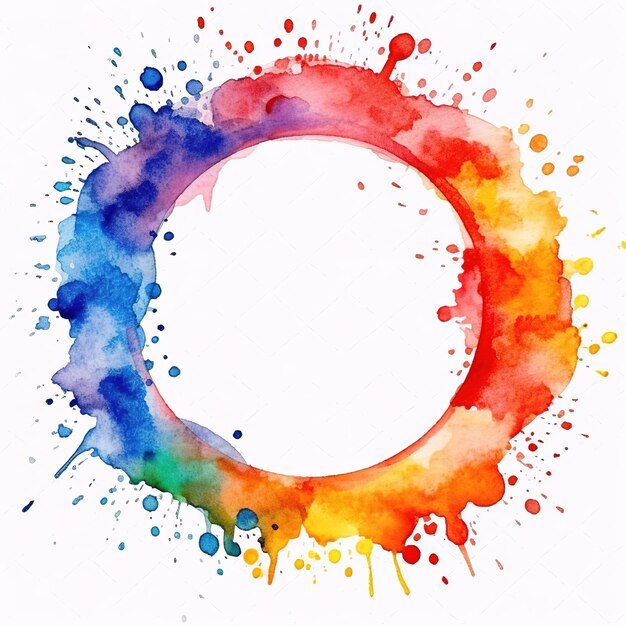 Spot runder Rahmen Regenbogen-Aquarellkranz Generative KI