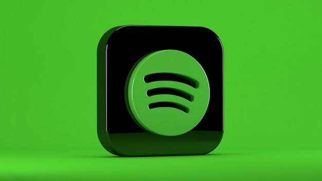 Foto spotify-symbol isoliert auf grün in einem quadrat mit stumpfen kanten