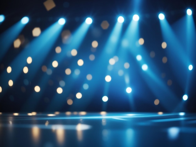 Spotlight Symphony Blue Background com luzes de espetáculo e ambiente cênico