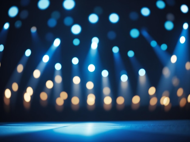 Spotlight Symphony Blue Background com luzes de espetáculo e ambiente cênico