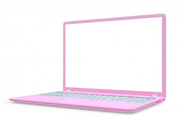 Spott herauf rosa Farbe des Laptops