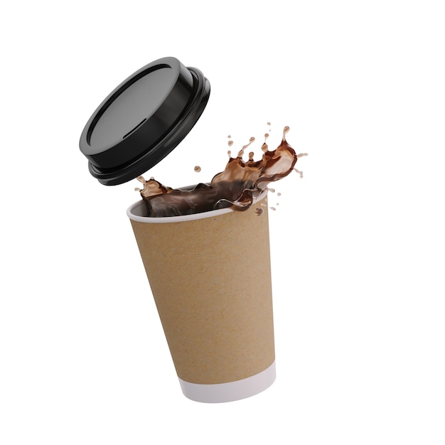 Spray de líquido de café com copo de papel