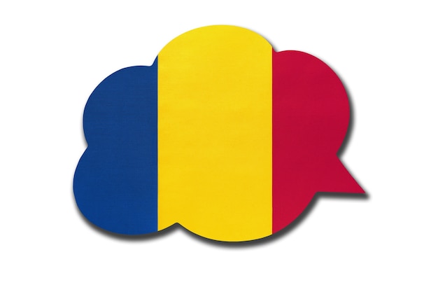 Sprechblase 3d mit rumänischer Nationalflagge