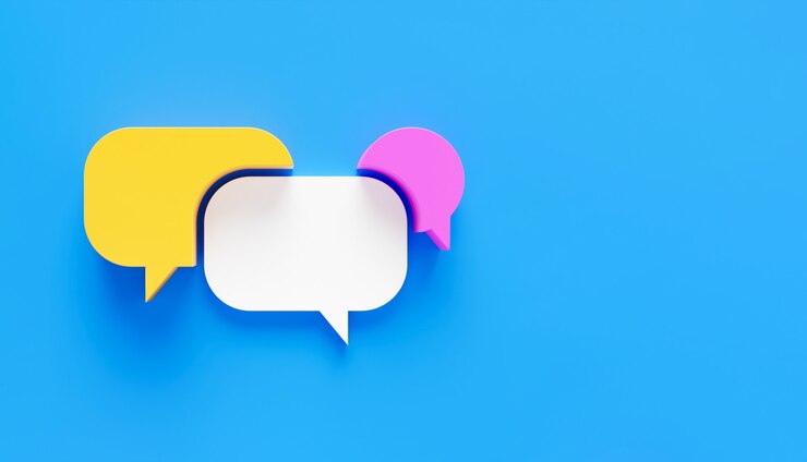 Foto sprechblase-chat-symbol symbol in 3d-rendering auf blauem hintergrund isoliert