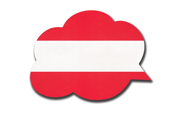 Sprechblase mit Österreich Nationalflagge isoliert auf weißem Hintergrund. Symbol des österreichischen Landes.