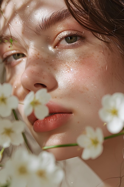 Spring Glow Uma bela rotina de auto-cuidados das mulheres com maquiagem natural