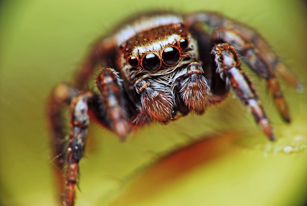 Springende Spinne auf unscharfer Natur in der Natur