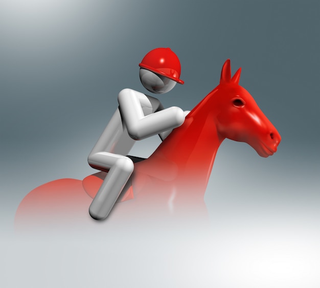 Springendes Symbol 3D des Reiters, olympischer Sport