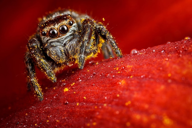 Springspinne Hintergrund der Blütenblätter roter RosenTextur einer natürlichen Blume