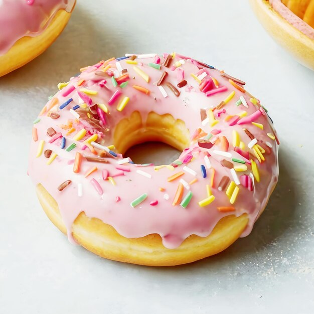 Foto sprinkles em donuts coloridos esmaltados em um escuro