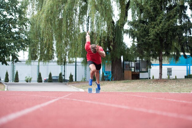 Sprinter macht sich bereit zu starten