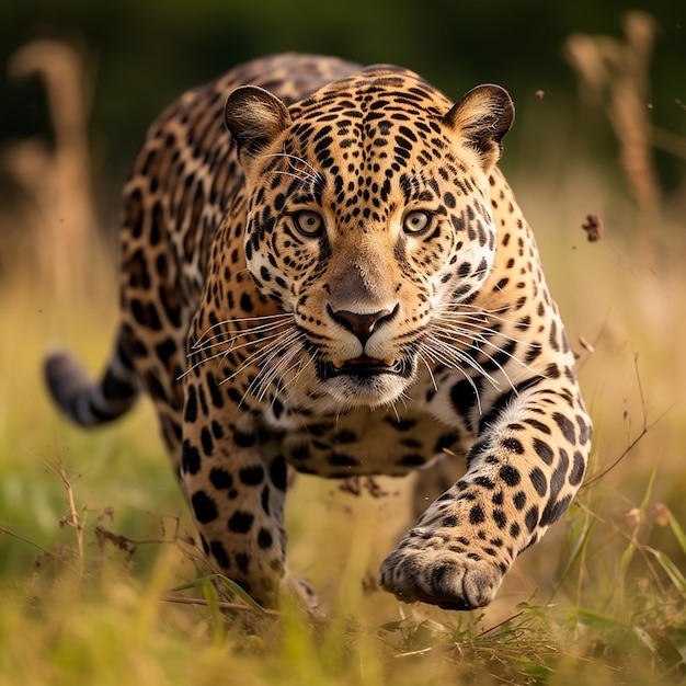 Sprinting Elegance Jaguar en acción salvaje