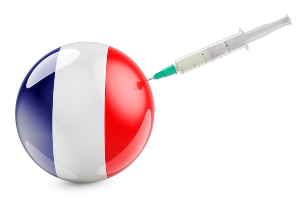 Spritze mit französischer Flagge Impfung in Frankreich Konzept 3D-Rendering