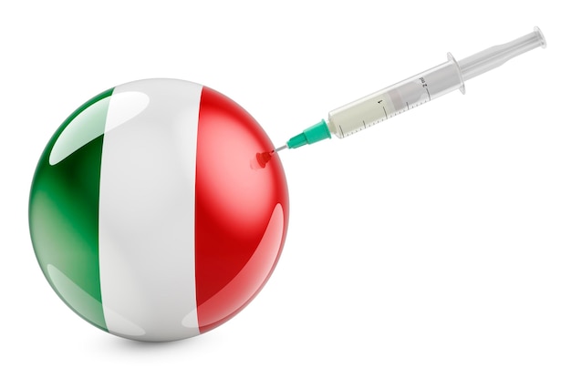 Spritze mit italienischer Flagge Impfung in Italien Konzept 3D-Rendering