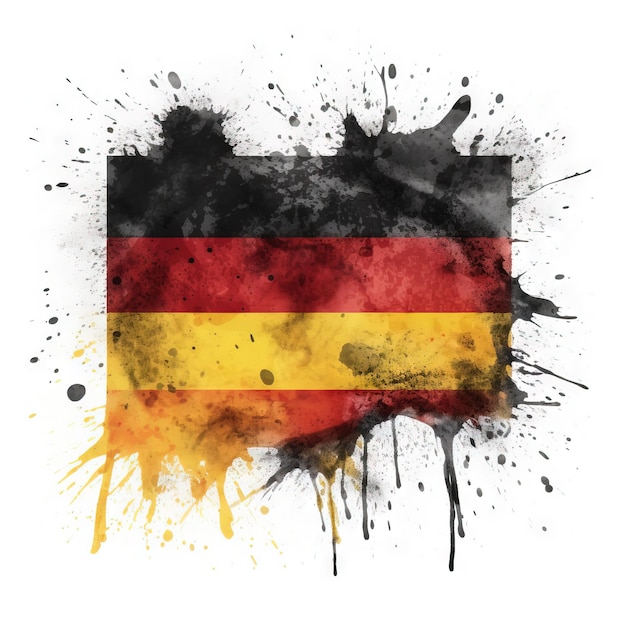 Foto spritzeffekt der deutschen flagge aquarell-ki-bild der deutschen flagge auf weißem hintergrund