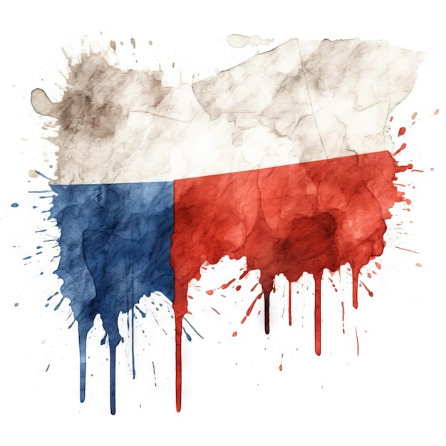 Spritzeffekt der russischen Flagge Aquarell-KI-Bild der russischen Flagge auf weißem Hintergrund