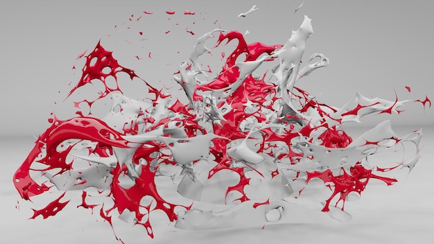 Spritzen von roter und weißer Hausfarbe 3D-Rendering