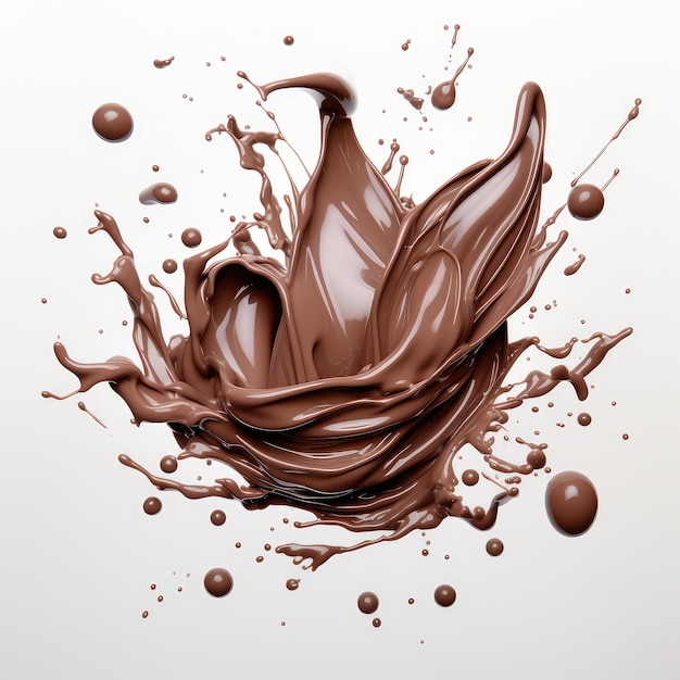 Spritzer bräunlich heißer Kaffee oder Schokolade isoliert auf weißem Hintergrund