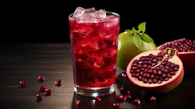 spritzer de romã, água com gás misturada com romã