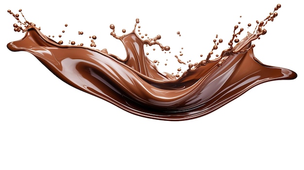 Spritzer flüssiger brauner Schokolade mit spritzenden Tropfen