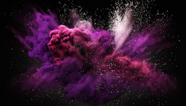 Spritzer von violettem Farbpulver Ströme von Feenstaub mit glänzenden Partikeln und FunkenSchöne moderne Illustrationsvorlage für Ihr Design AI