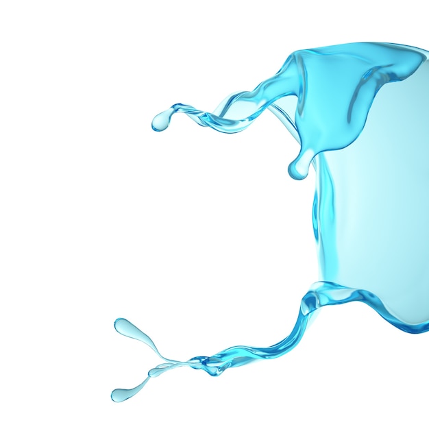 Spritzer Wasser. 3D-Illustration, 3D-Rendering.