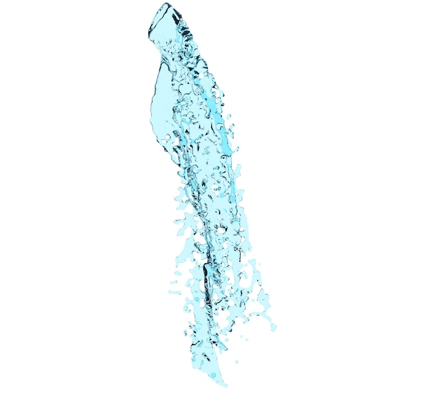 Spritzwasser in Form von spiralförmiger blauer Farbe. 3D-Rendering