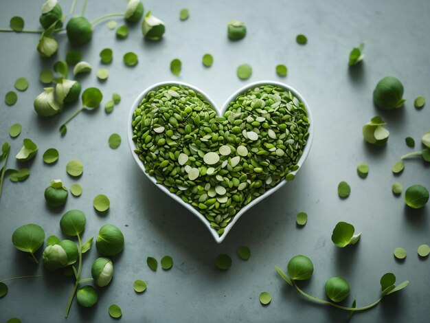 Foto sprout seed heart bowl ein kreatives layout, das wachstum und ernährung symbolisiert