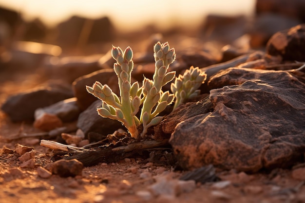 Sprouts suculentos no deserto Generative Ai