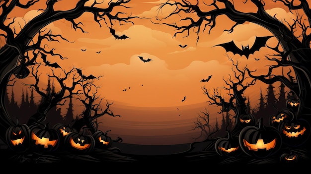 Spukvolle Halloween-Border-Clipart Ai generierte eine hochauflösende Halloween-Illustration auf weißem Hintergrund