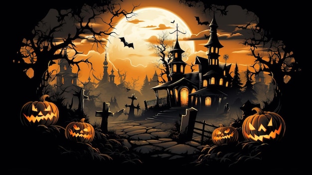 Spukvolle Halloween-Border-Clipart Ai generierte eine hochauflösende Halloween-Illustration auf weißem Hintergrund