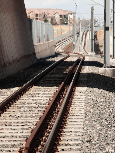 Spuren der Stadtbahn in Denver, Colorado.