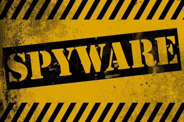 Spyware-Schild gelb mit Streifen