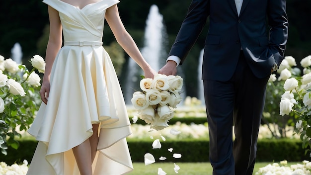 El Sr. y la Sra. con las rosas blancas