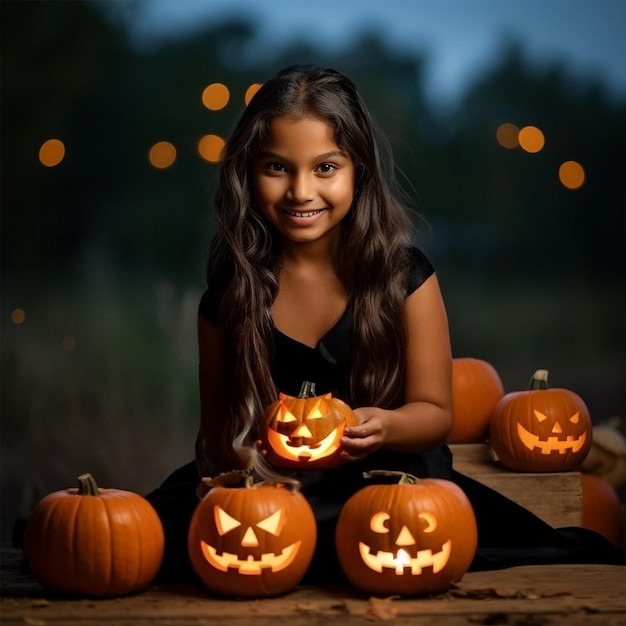 Foto sri-lankisches mädchen-halloween-kostüm