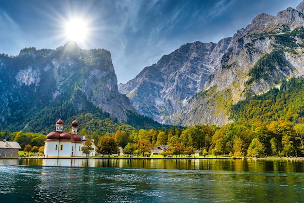 St.-Bartholomäus-Kirche in Königssee Königssee Nationalpark Berchtesgaden Bayern Deutschland