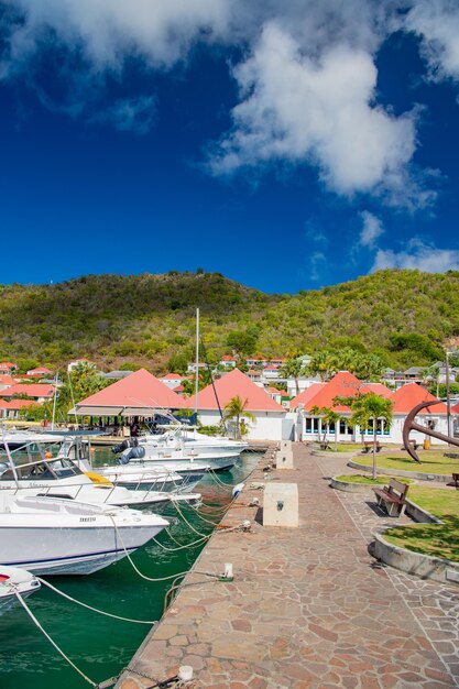 Foto st barts antillas francesas 25 de enero de 2016 muelle en el puerto de yates en verano