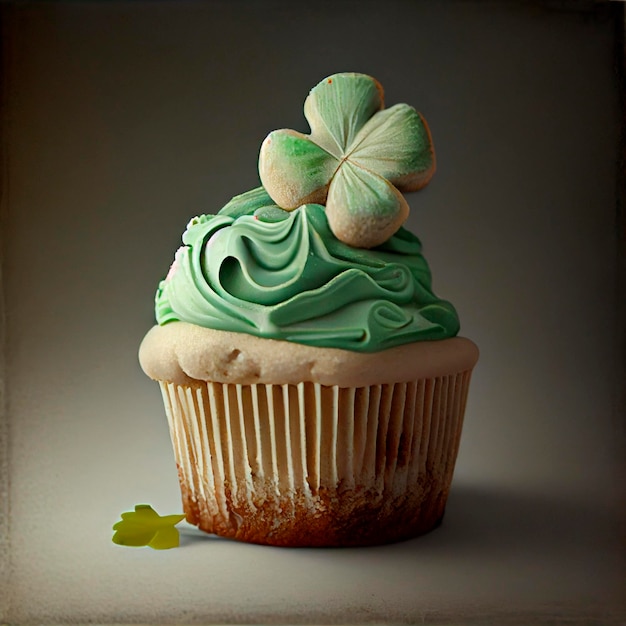 St Patrick cupcake Clover Ilustración creada por tecnología Generative AI