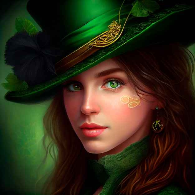 St Patrick Girl Ilustração criada pela tecnologia Generative AI