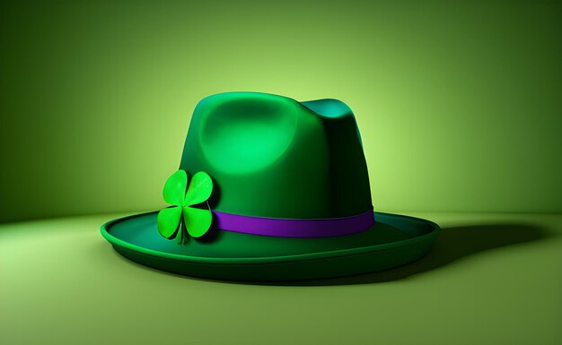 St. Patrick's Day Banner Hintergrund mit Shamrock-Blättern Hat Generative AI