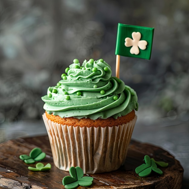 St. Patrick's Day Cupcake mit irischer Flagge