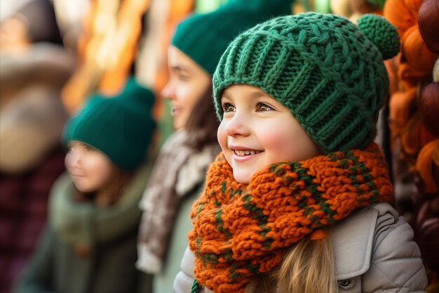 St. Patrick's Day Feier ein fröhlicher junger Junge in leuchtend grüner Kleidung strahlt Aufregung und Heiterkeit aus