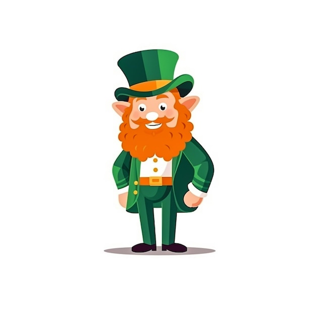 St. Patrick's Day fröhliche Leprechaun Cartoon-Figur Volllängte Zeichnung eines Zwergs St. Patrick