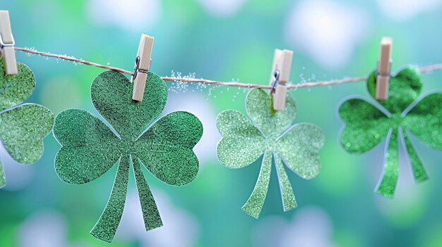 St. Patrick's Day-Konzept Glitter-Schamrock-Girlande