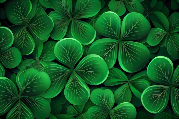 St. Patrick's Day Vierpass-Hintergrundgrüner Hintergrund Generative KI