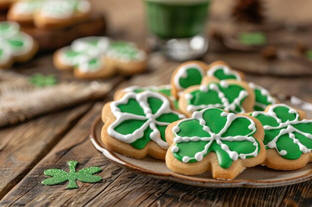 St. Patrick's-Tag-Kekse mit Schamrock-Designs